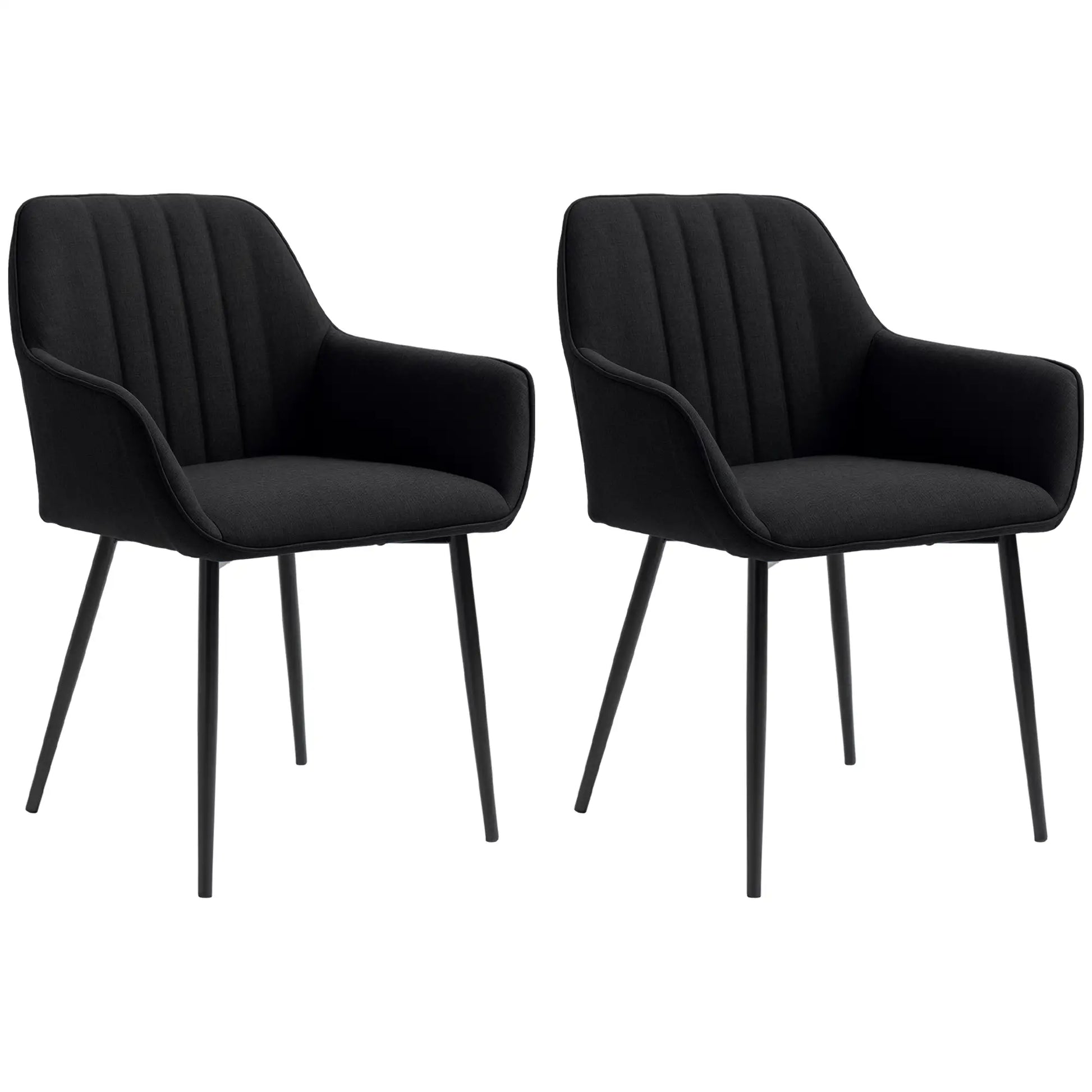 Dining Chairs Set of 2, Upholstered Linen Fabric, Metal Legs, Black Dining Chairs Black at Gallery Canada