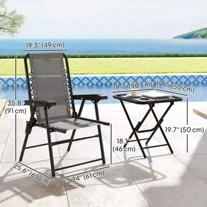 3 Piece Patio Bistro Set, Outdoor Folding Table And Chairs, Metal Furniture With Cup Holders Bistro Sets at Gallery Canada