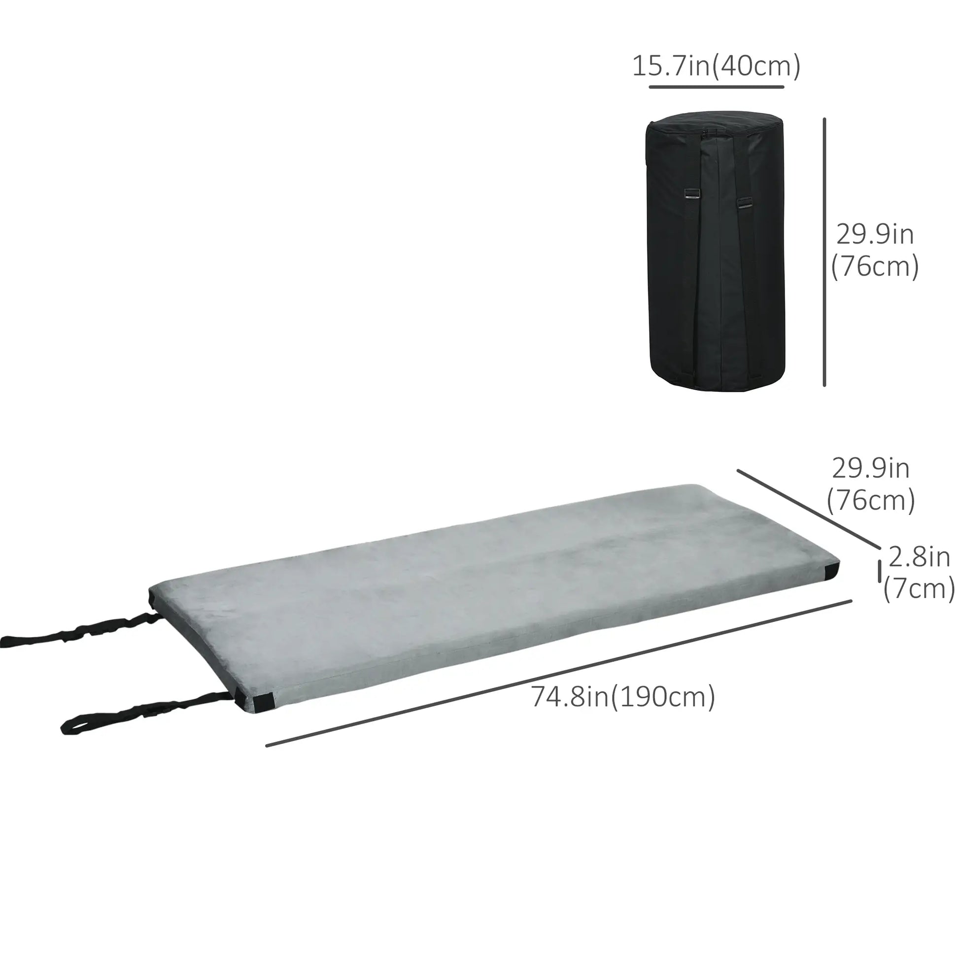 Memory Foam Camping Mat, 2.8'' Thick, Portable Roll Up, Grey Camping Cots at Gallery Canada