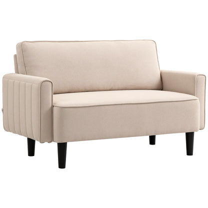 Linen Loveseat Sofa, 2 Seater with Thick Padded Seat, Beige 2-Seater Sofas at Gallery Canada