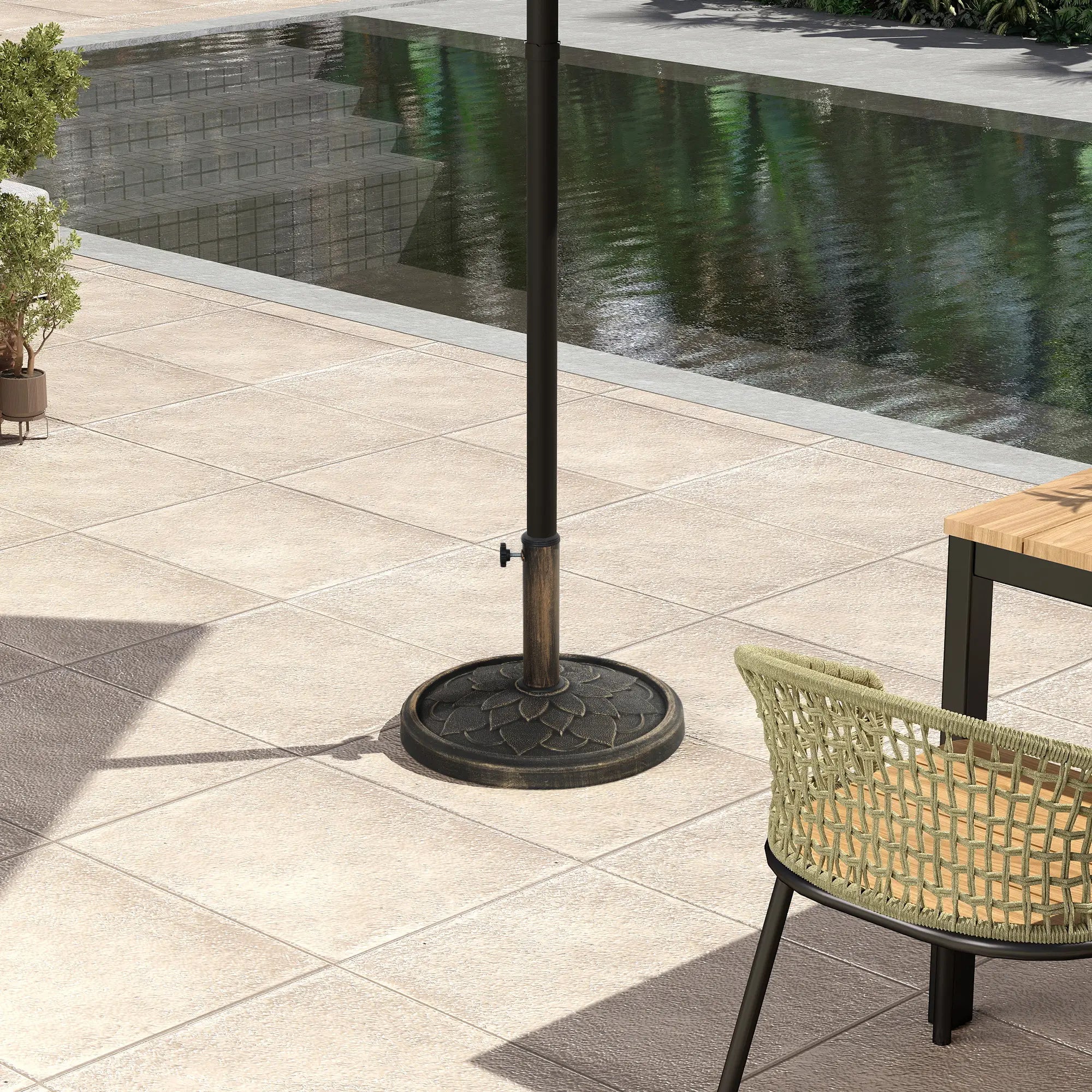 Round Patio Umbrella Base, 26 lbs Resin Stand, Heavy Duty Holder, Bronze Umbrella Bases at Gallery Canada