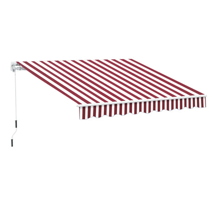 10' x 8' Manual Retractable Awning, Sun Shade Canopy, Aluminum Frame, UV Protection, White Stripe, Wine Red Patio Awnings at Gallery Canada