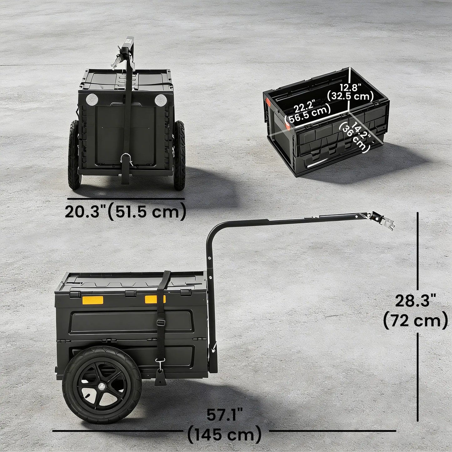 Bike Trailer, Foldable Storage Box With Lid, Quick Release Wheels Bike Cargo Trailers at Gallery Canada