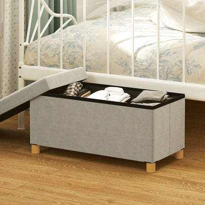 Velvet Upholstered Foldable Storage Ottoman Bench, Wood Legs Storage Ottomans & Benches at Gallery Canada