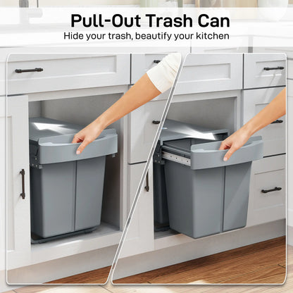 Pull Out Trash Can Under Cabinet, 10.6 Gallon, Grey Household Supplies at Gallery Canada