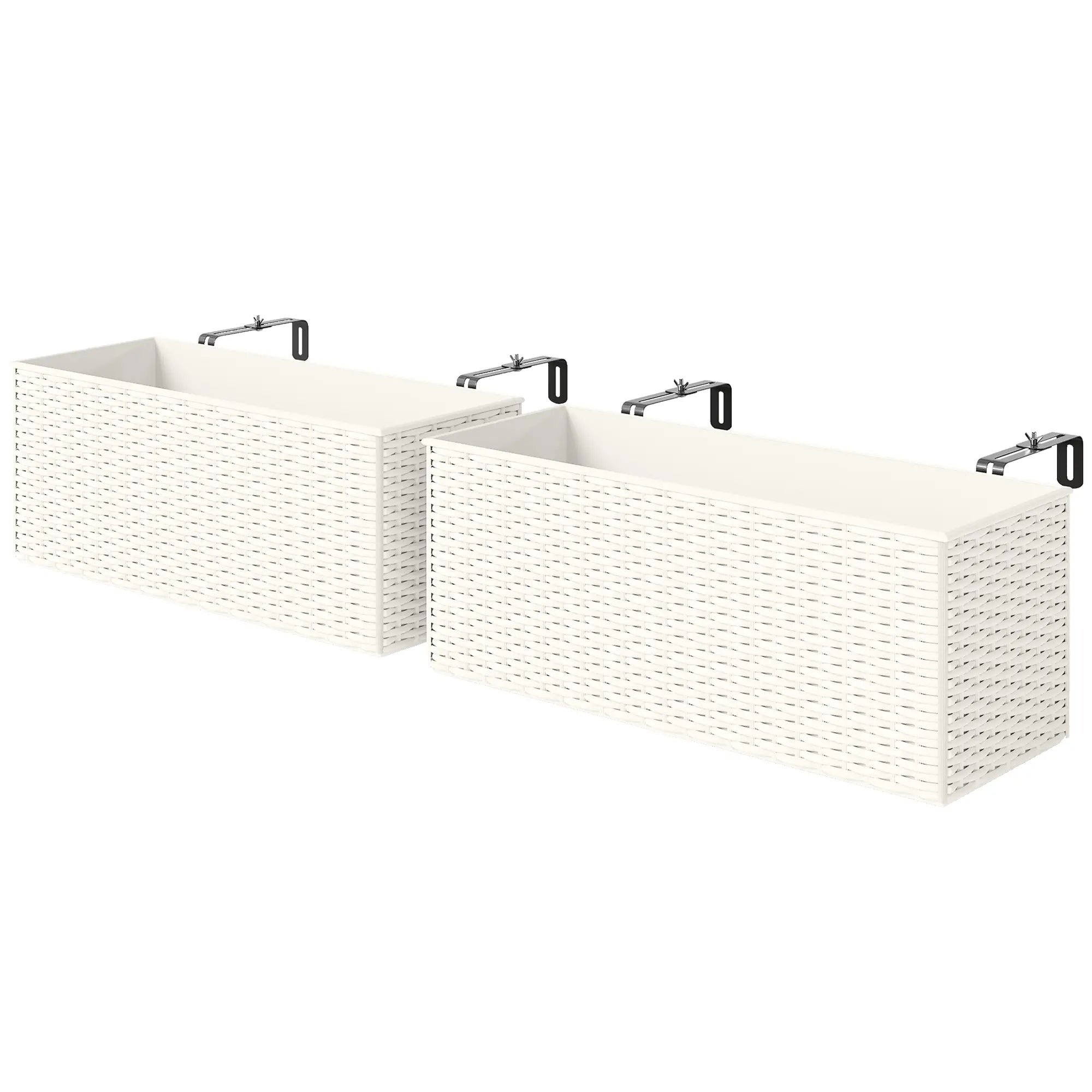 2 Pack 20 Inch Hanging Flower Pots, Railing Planter Box, White Planter Set White at Gallery Canada