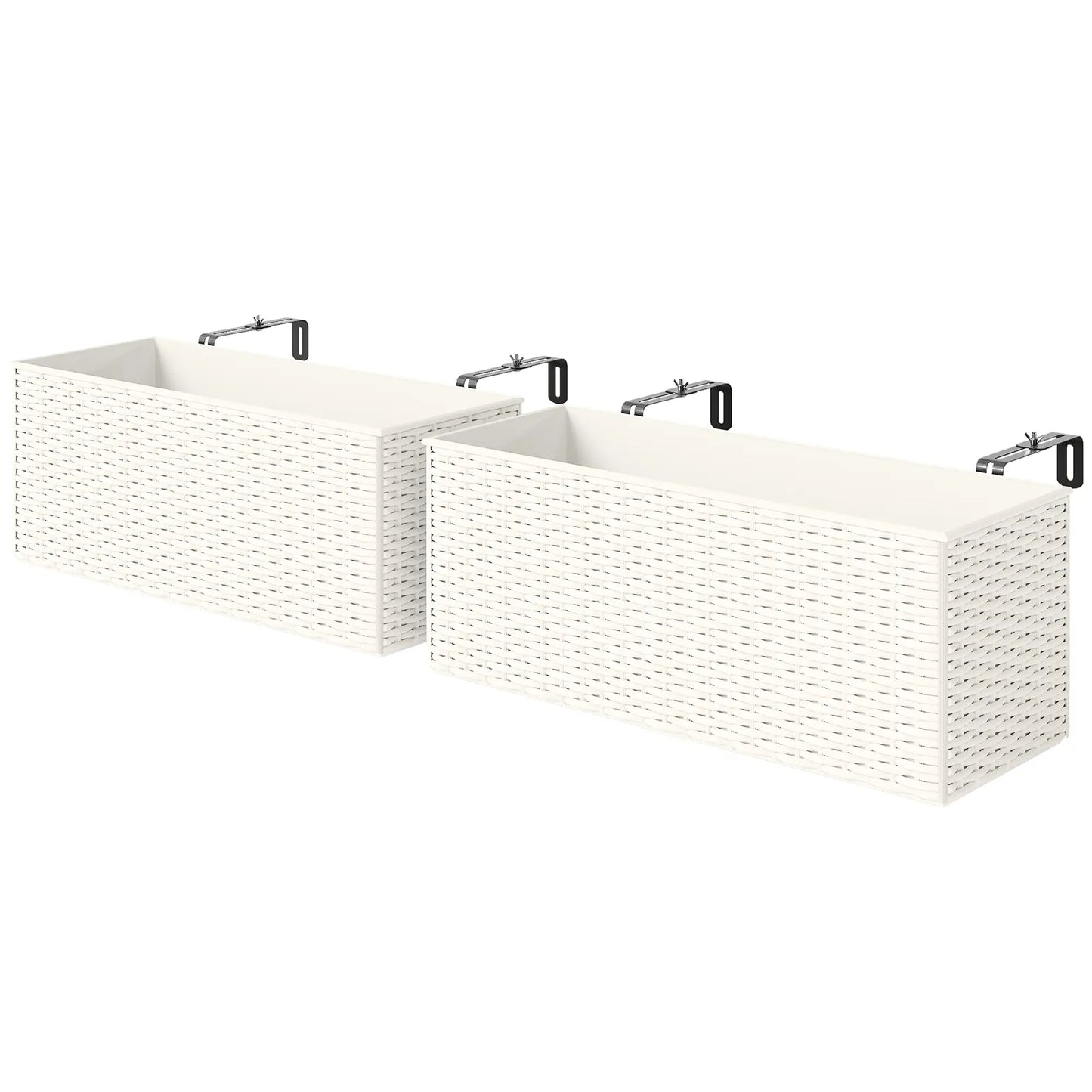 2 Pack 20 Inch Hanging Flower Pots, Railing Planter Box, White Planter Set White at Gallery Canada