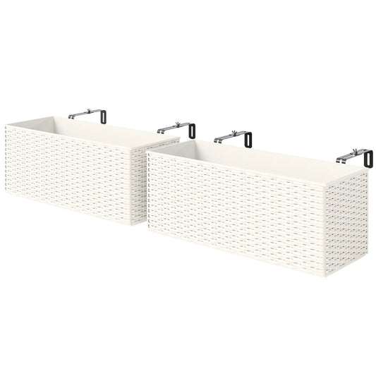 2 Pack 20 Inch Hanging Flower Pots, Railing Planter Box, White Planter Set White at Gallery Canada
