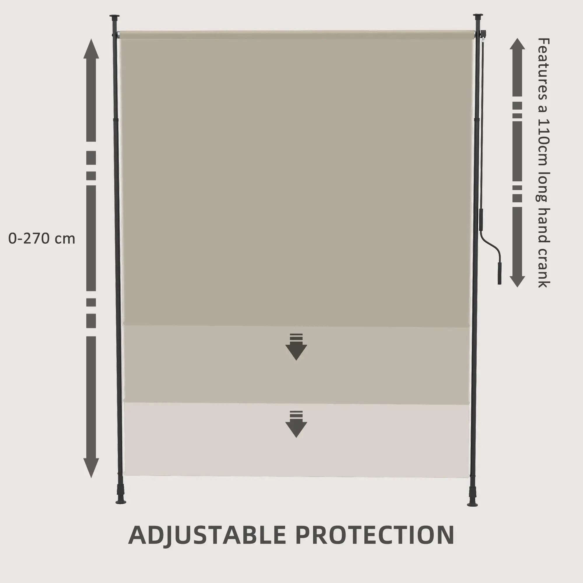 7' x 10' Retractable Patio Awning, Manual Outdoor Privacy Screen, Beige Retractable Side Awning at Gallery Canada