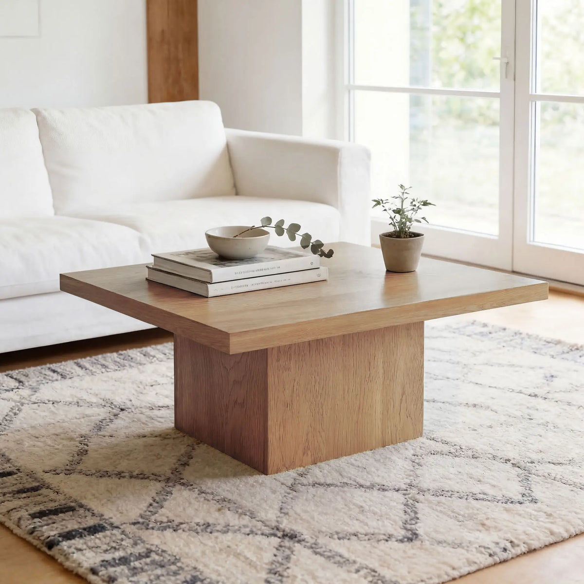 Square Coffee Table, 1.6" Thick Tabletop, Natural Wood Coffee Tables at Gallery Canada