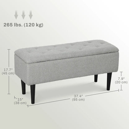 Modern Storage Bench, Ottoman with Lamb's Wool Upholstery, Grey Storage Ottomans & Benches at Gallery Canada