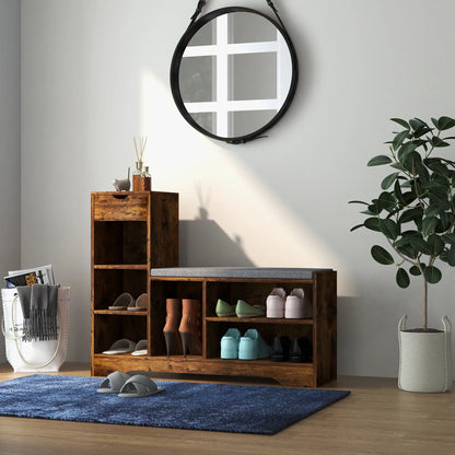 Upholstered Shoe Storage Bench With Seat, Drawer, 6 Shelves, Rustic Brown Shoe Storage Cabinets & Racks at Gallery Canada