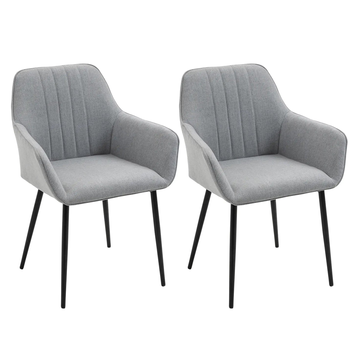 Upholstered Linen Dining Chairs, Set of 2, Metal Legs, Light Grey Bar Stools at Gallery Canada