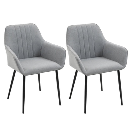 Upholstered Linen Dining Chairs, Set of 2, Metal Legs, Light Grey Bar Stools at Gallery Canada