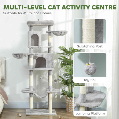 69" Cat Tree, Multi-Level Tower with 2 Condos, Plush Perch, Sisal Posts, Light Grey Cat Towers at Gallery Canada
