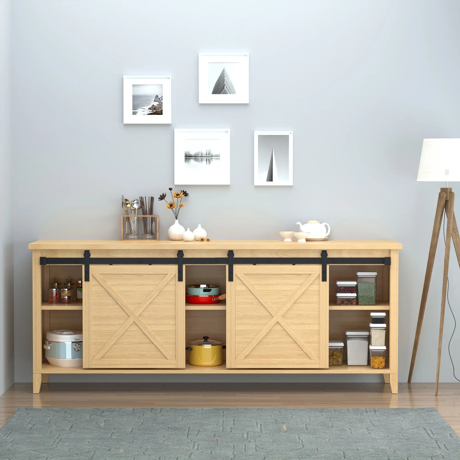 Mini Sliding Barn Door Hardware Kit, Double Doors, 17.7" Wide, Black Door Hardware at Gallery Canada