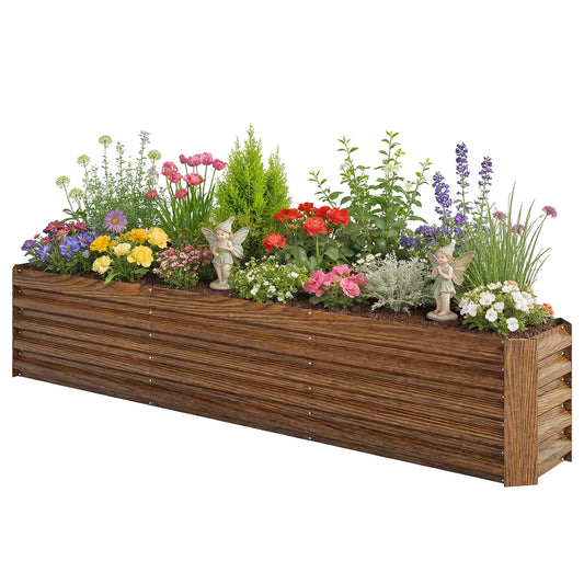 8 x 1.3 x 1.5ft Galvanized Raised Garden Bed, Brown Wood Effect, Brown Galvanized Planter Boxes Brown Wood Effect at Gallery Canada