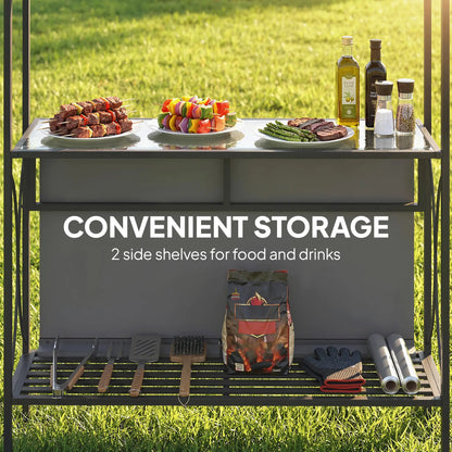 8' x 5' Grill Gazebo Canopy, Outdoor BBQ Shelter, Dark Grey BBQ Grill Gazebos at Gallery Canada