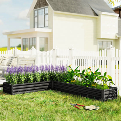 L-Shaped Raised Garden Bed, 82" x 109" x 12", Black Galvanized Steel Planter Box, Black Galvanized Planter Boxes at Gallery Canada