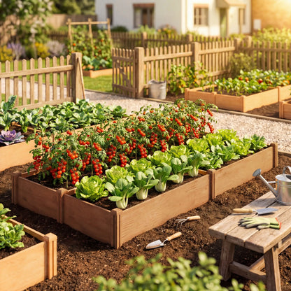Wooden Raised Garden Bed, 8 x 4 x 1ft, Elevated Box With Dividers Wooden Planter Boxes at Gallery Canada