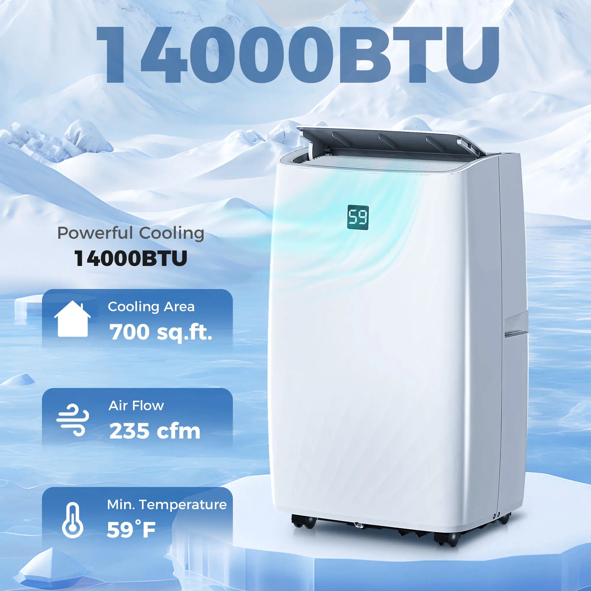 14000 BTU Portable Air Conditioner, Dehumidifier, Fan, 700 Sq. Ft, Cool Air Conditioner at Gallery Canada