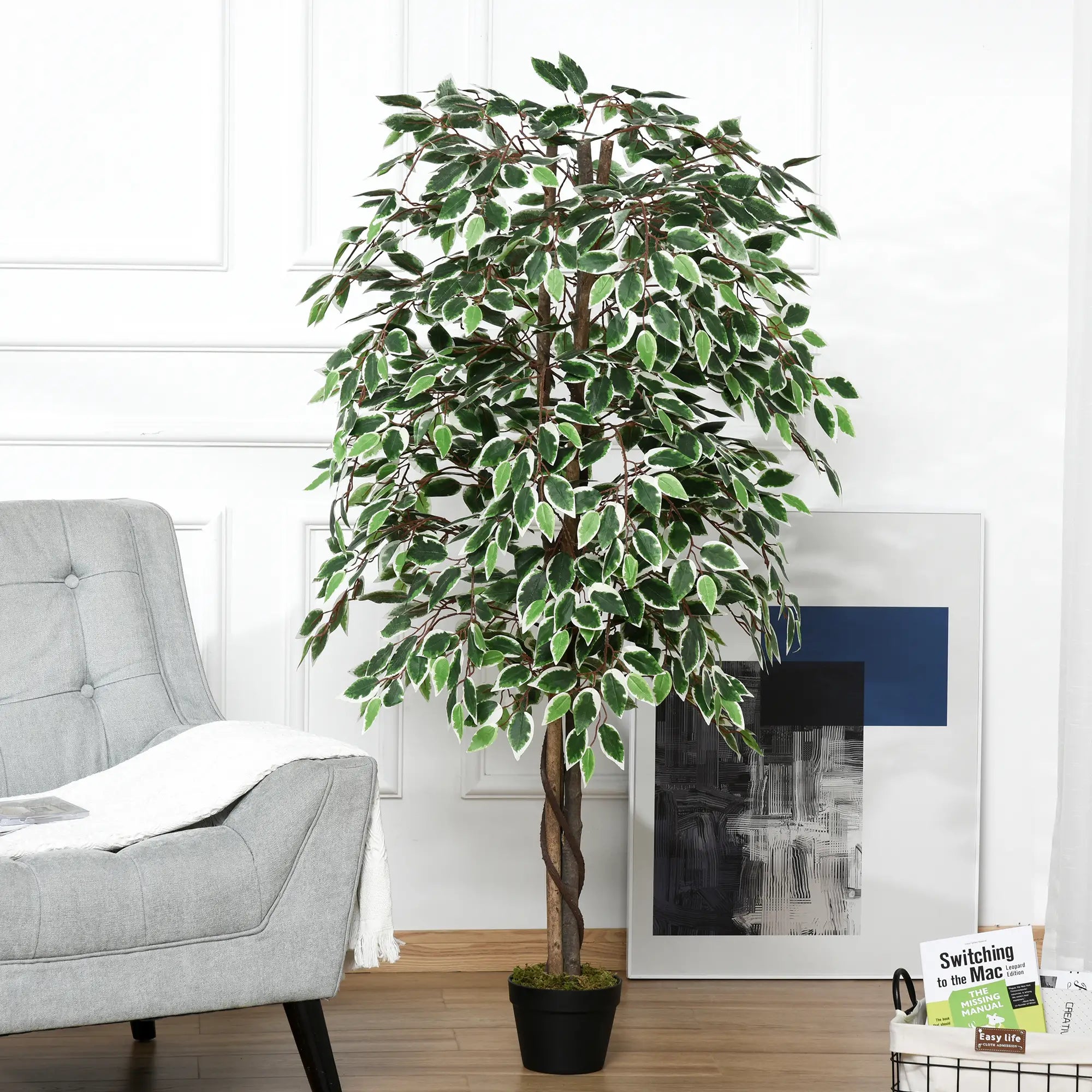5.3ft Artificial Ficus Tree, Indoor Fake Plant with Pot, Home Office Decor Artificial Trees at Gallery Canada