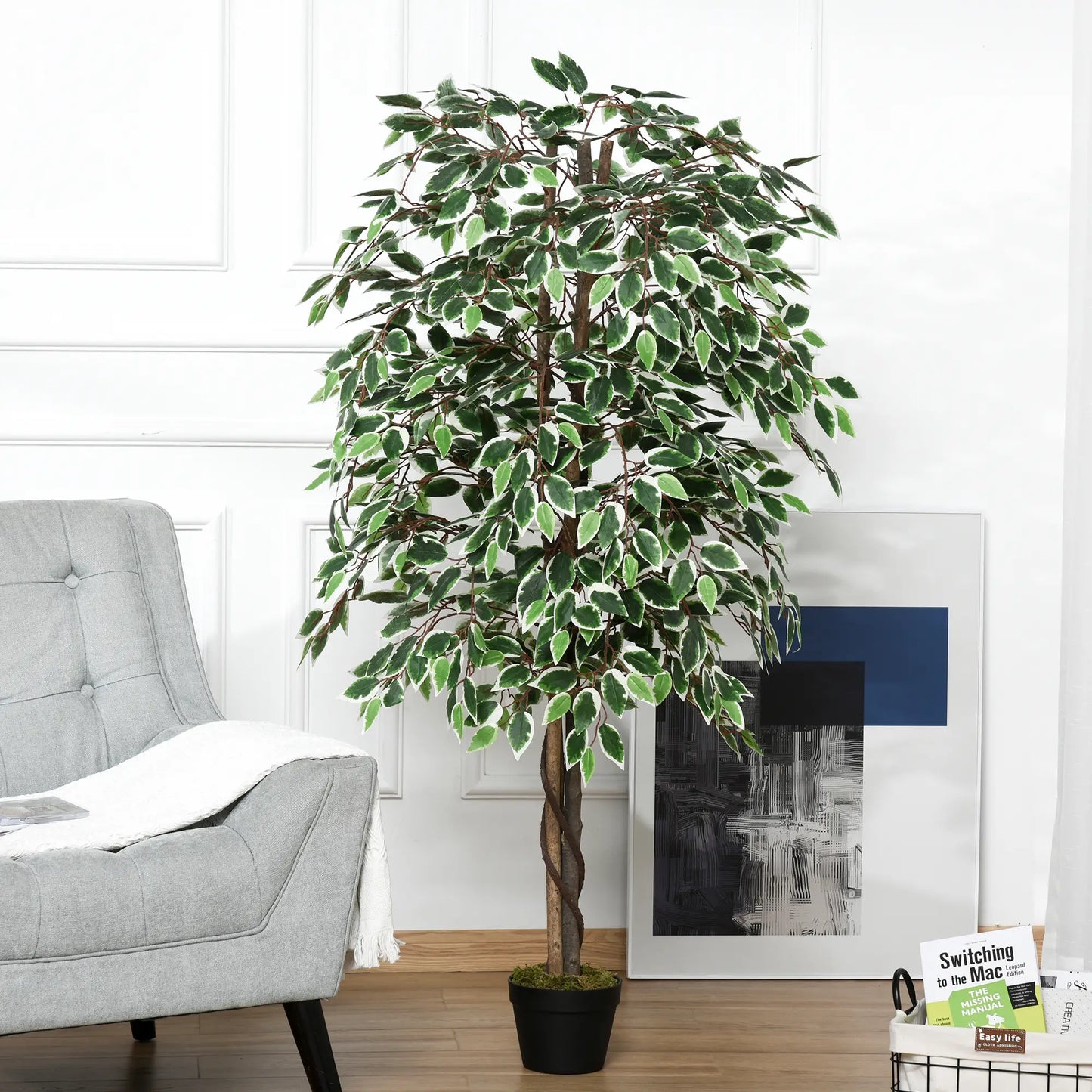 5.3ft Artificial Ficus Tree, Indoor Fake Plant with Pot, Home Office Decor Artificial Trees at Gallery Canada