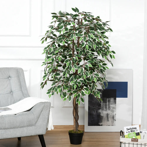 5.3ft Artificial Ficus Tree, Indoor Fake Plant with Pot, Home Office Decor