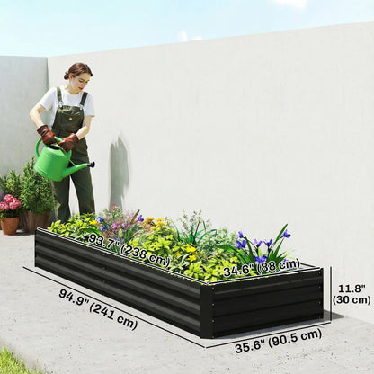 Galvanized Raised Garden Bed, 95" x 36" x 12", Metal Elevated Planter Box, Black Galvanized Planter Boxes at Gallery Canada