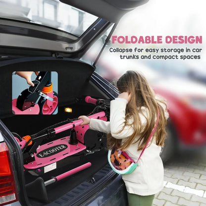 Foldable Electric Scooter for Kids, Seat, 2 Heights, 6km Range, 12km/h, Pink Scooters at Gallery Canada