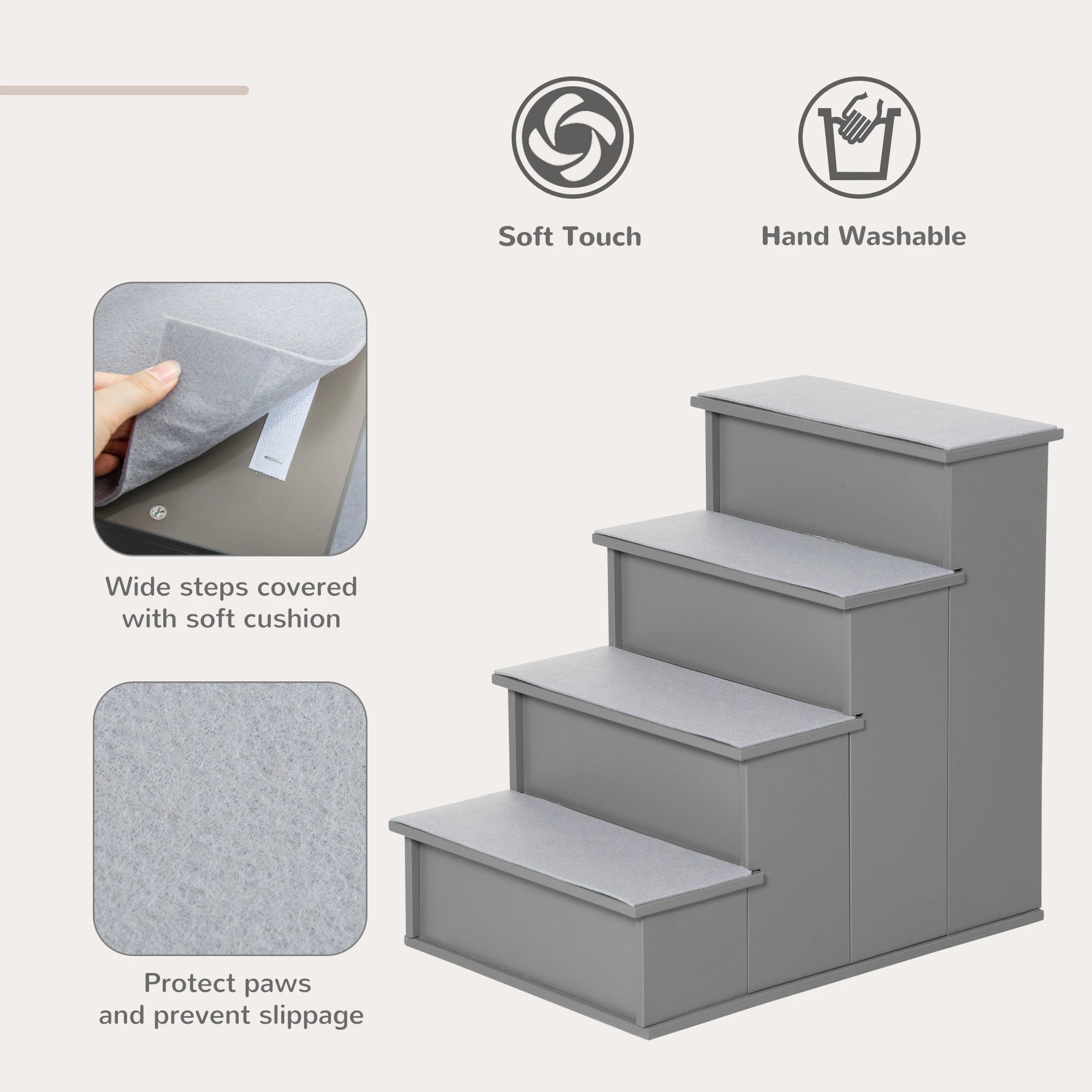 Dog Pet Stairs for Bed, Cat Ladder for Couch, Non-Slip Carpet, 15.7