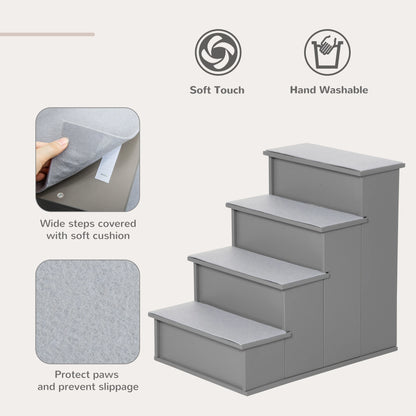 Dog Pet Stairs for Bed, Cat Ladder for Couch, Non-Slip Carpet, 15.7" x 23.2" x 21.3", Grey Dog Stairs at Gallery Canada