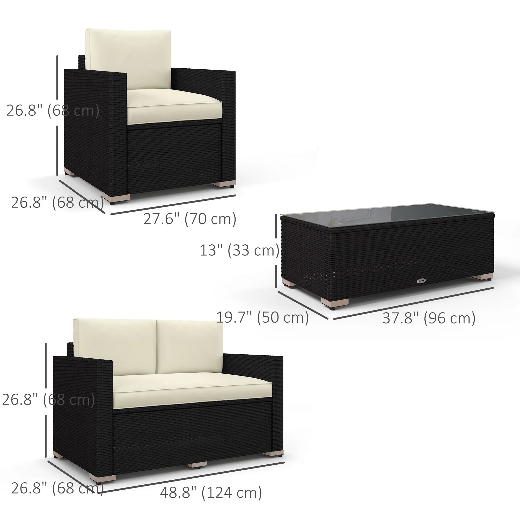 Outdoor Wicker Furniture Set with Table, Loveseat & 2 Chairs, Cream Patio Furniture Sets at Gallery Canada
