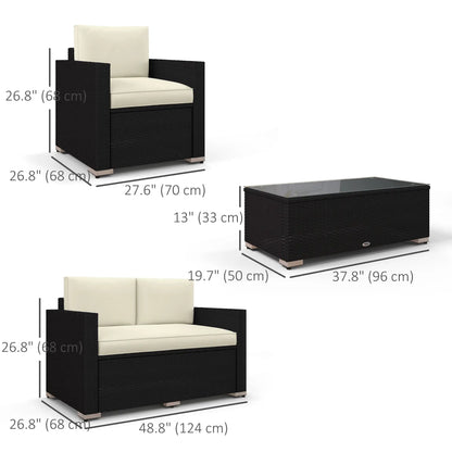 Outdoor Wicker Furniture Set with Table, Loveseat & 2 Chairs, Cream Patio Furniture Sets at Gallery Canada