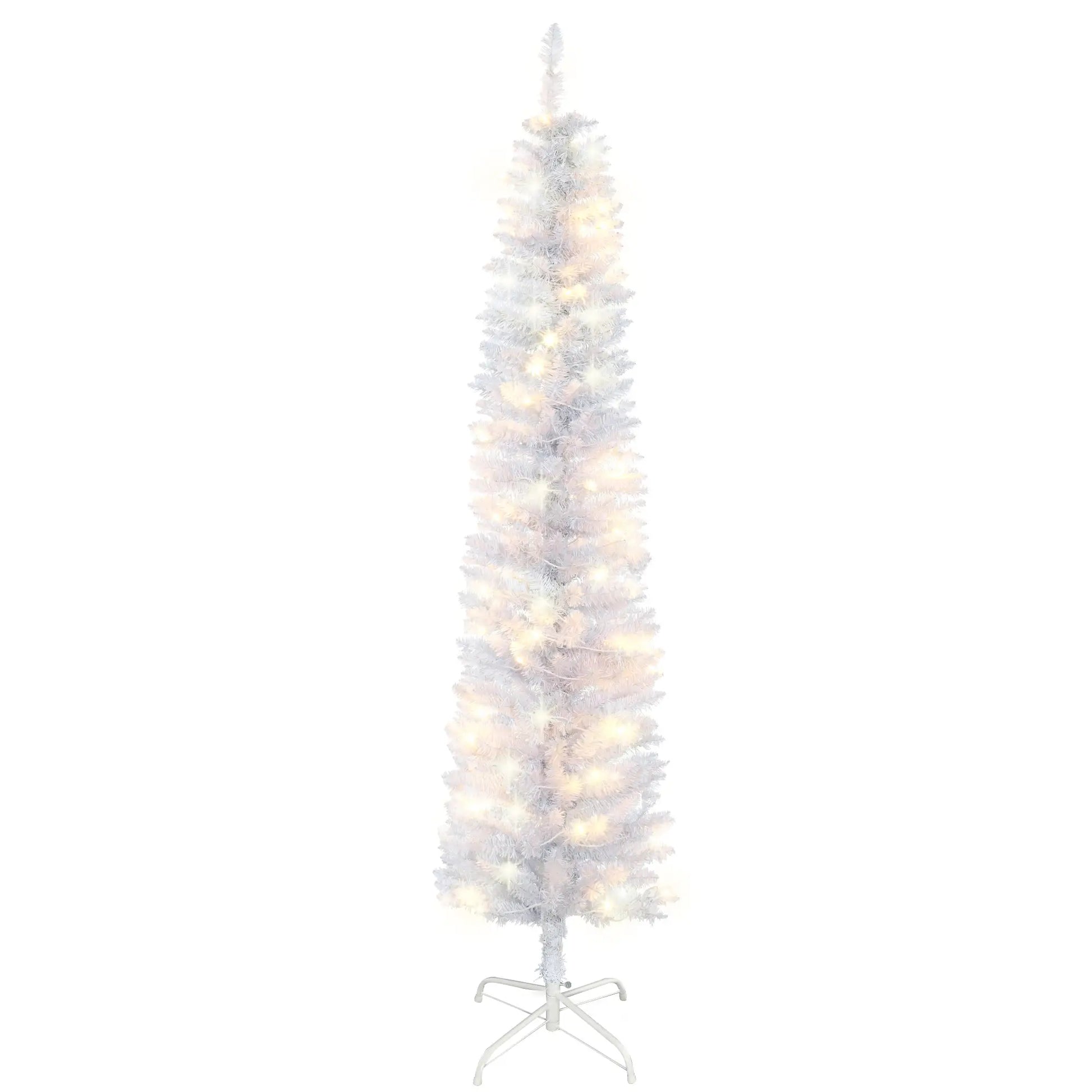 6ft Prelit Pencil Artificial Christmas Tree, 395 Branches, 100 LED Lights, White Pre Lit Christmas Trees at Gallery Canada