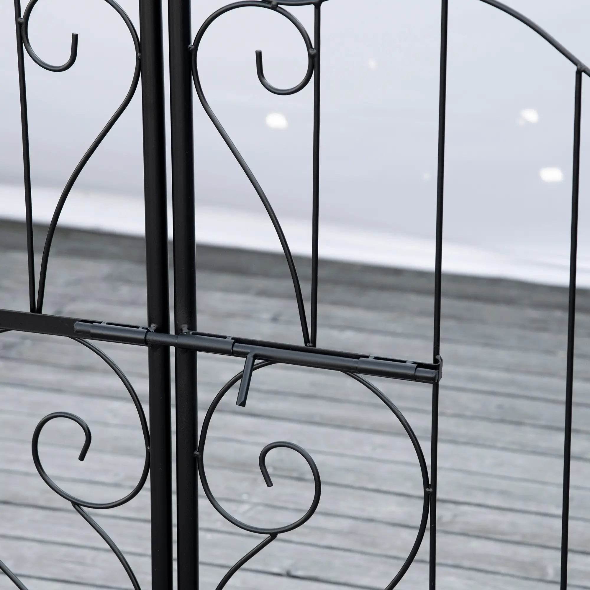 7.1FT Metal Garden Arch with Gate, 4 Planter Boxes, Black Garden Arches at Gallery Canada