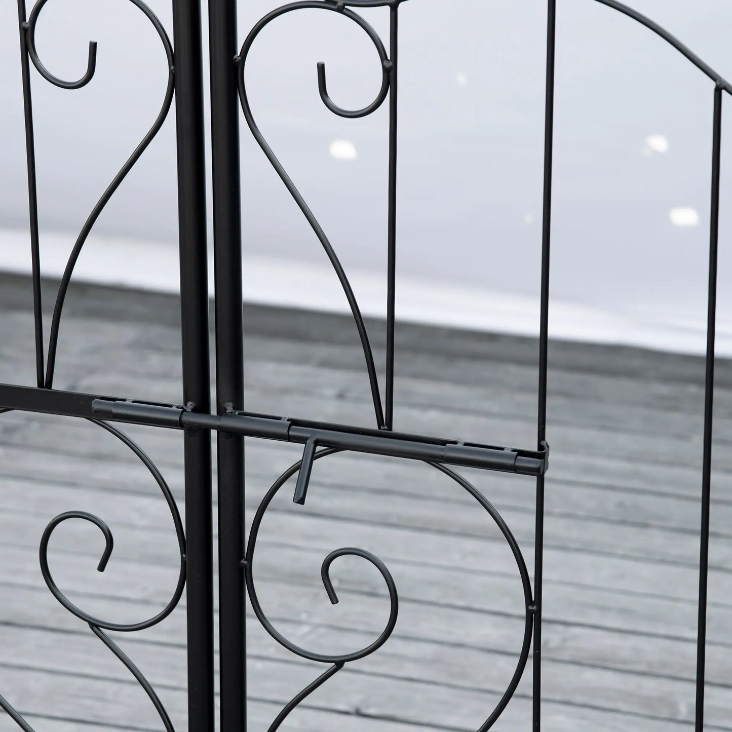 7.1FT Metal Garden Arch with Gate, 4 Planter Boxes, Black Garden Arches at Gallery Canada