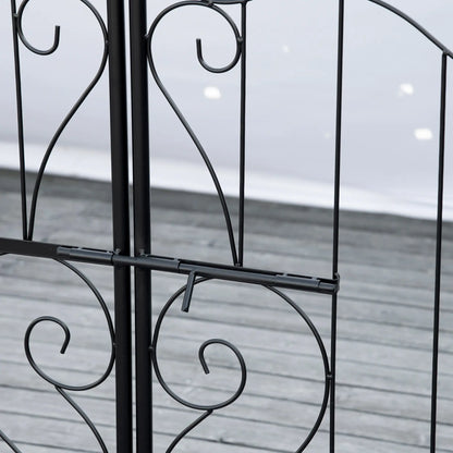 7.1FT Metal Garden Arch with Gate, 4 Planter Boxes, Black Garden Arches at Gallery Canada