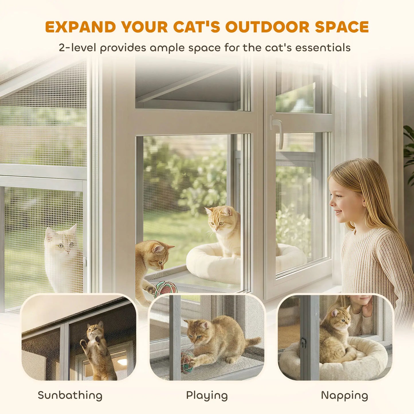 Outdoor Cat Enclosure, Expandable Wooden Cat House, 39.4"L Outdoor Cat Enclosures at Gallery Canada