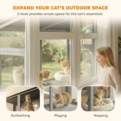 Outdoor Cat Enclosure, Expandable Wooden Cat House, 39.4"L Outdoor Cat Enclosures at Gallery Canada