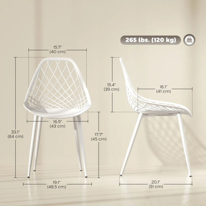 Modern Dining Chairs Set of 4, Plastic with Metal Legs, White Dining Chairs at Gallery Canada