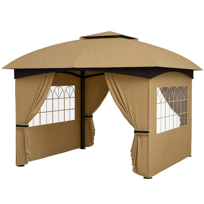 11' x 11' Outdoor Gazebo, Double Roof, Galvanised Steel Frame, Beige Gazebos Beige at Gallery Canada