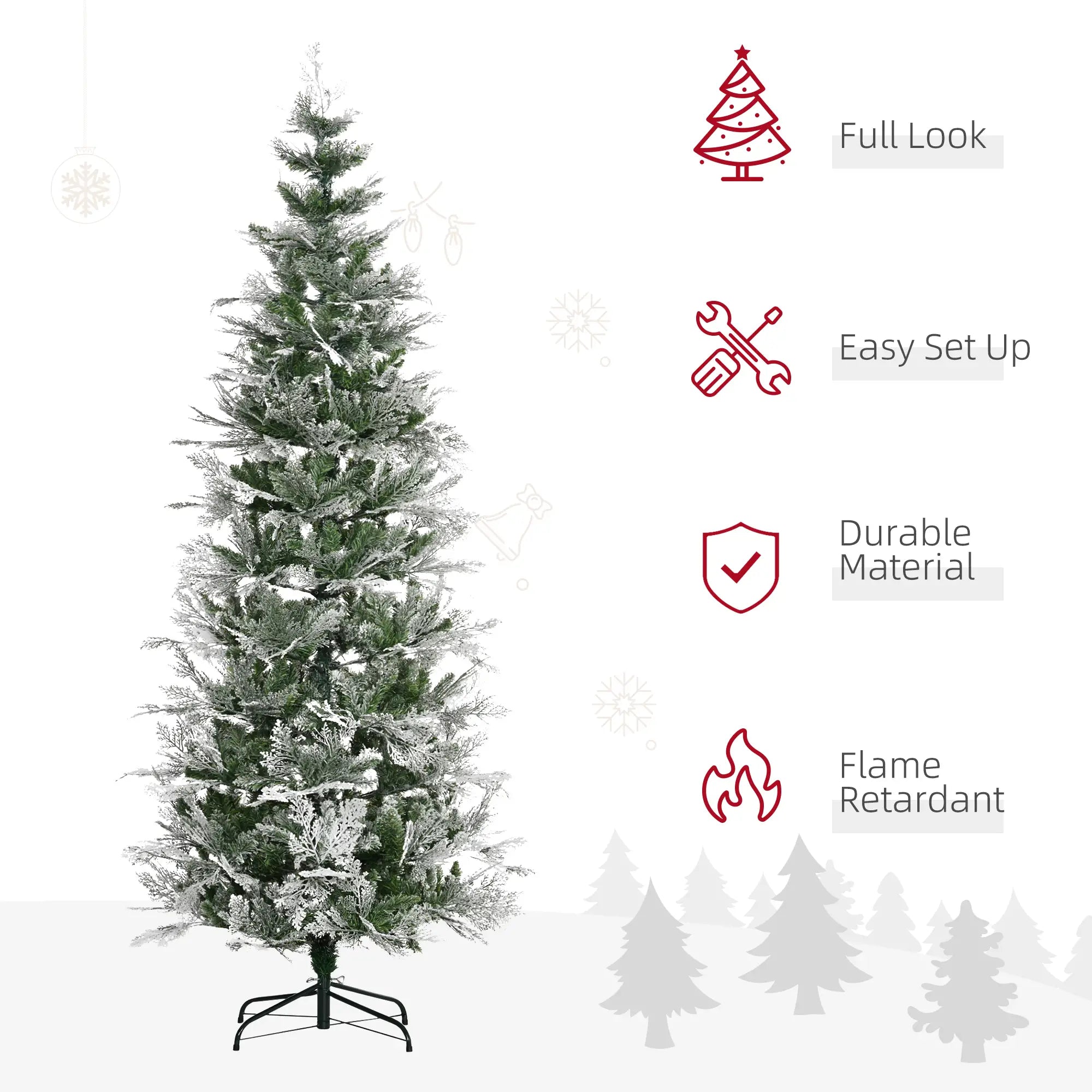 7.5 Feet Artificial Christmas Tree, 880 Cypress Branches, Green Pencil Christmas Trees at Gallery Canada