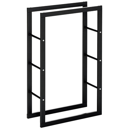 Outdoor Firewood Rack, Log Holder with Handles, 220 lbs. Capacity, 23.6" x 9.8" x 39.4", Black Firewood Racks Black at Gallery Canada