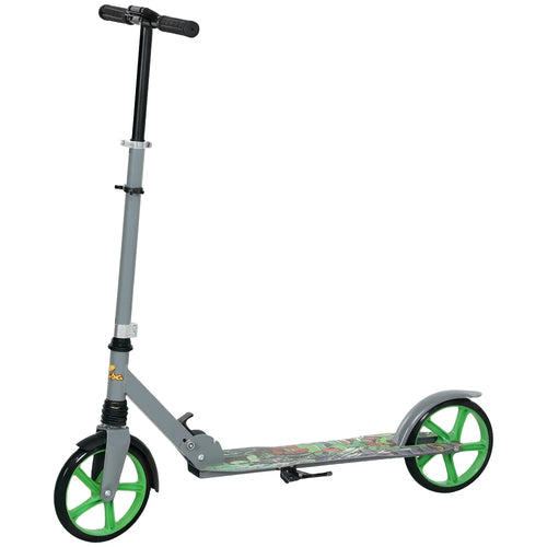 Kids Kick Scooter, Adjustable Height, Rear-Fender Brake, 200mm Wheel, Foldable, Green