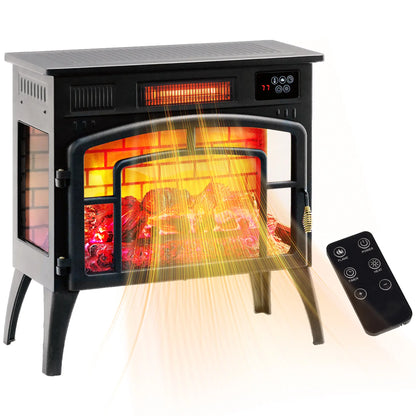Electric Fireplace Stove, Infrared Heater, Realistic Flame, Adjustable, 1500W, Black Electric Fireplaces at Gallery Canada