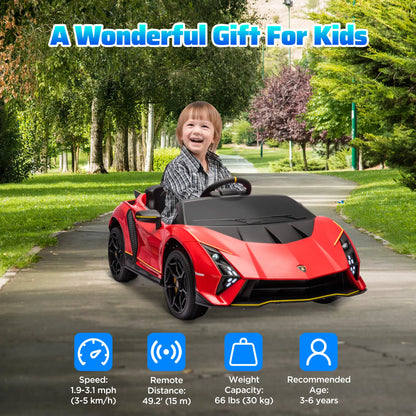 12V Lamborghini Licensed Kids Car, Remote Control, 4 Wheels Suspension, Red Electric Toy Cars at Gallery Canada