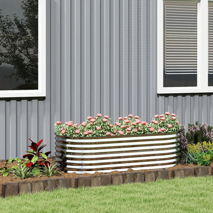 5 x 2.5 x 2ft Galvanized Raised Garden Bed, Oval Planter Box, Silver Raised Garden Beds at Gallery Canada