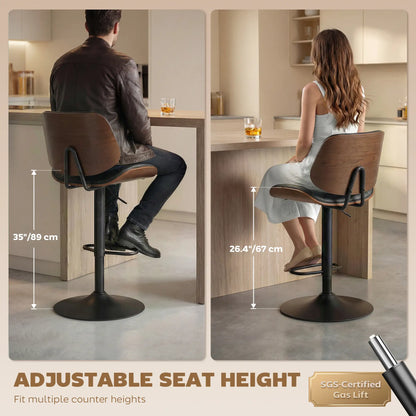 Swivel Bar Stools Set of 2, Counter Height, Adjustable, Black Bar Stools at Gallery Canada