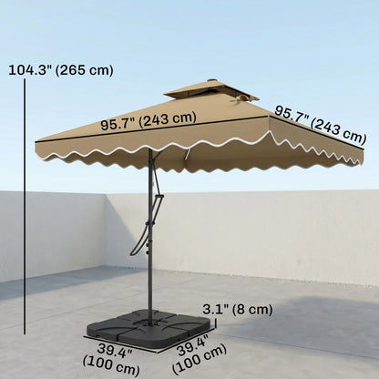 8' x 8' Square Patio Umbrella, Solar LED Lights, Khaki Cantilever Umbrellas at Gallery Canada